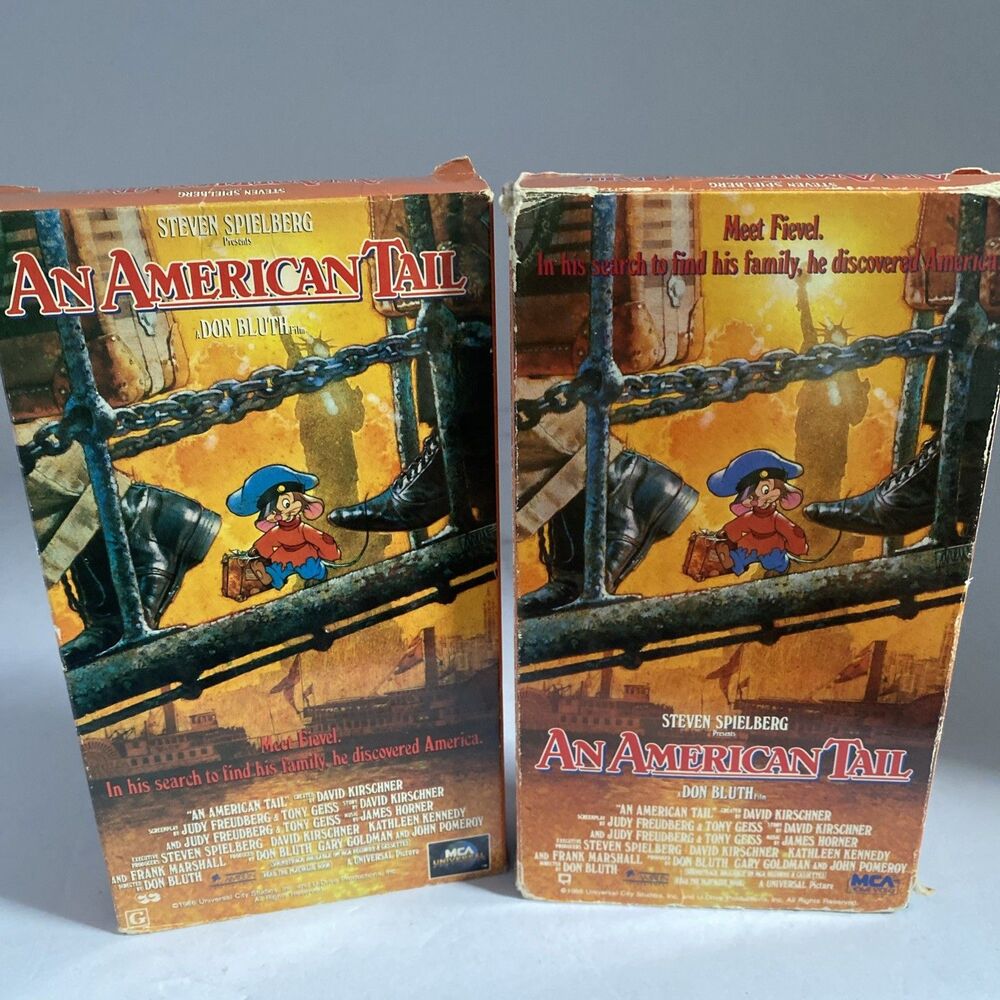 STEVEN SPIELBERG Lot of 2 VHS An American Tail & Fievel Goes West MCA 1st '86 91
